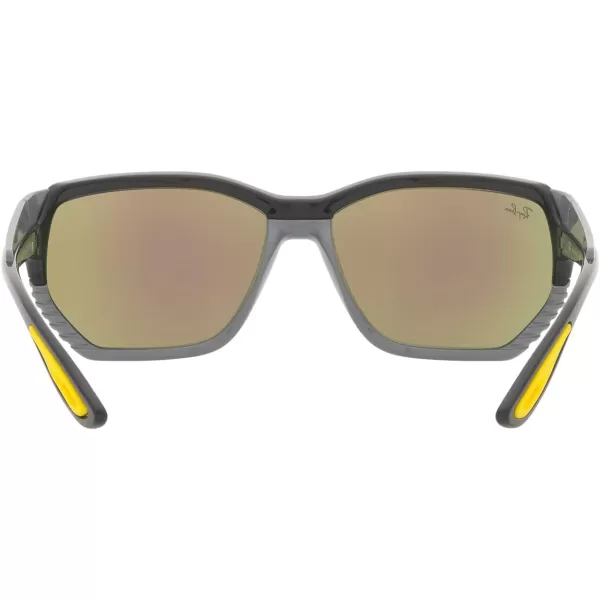 RayBan Rb4366m Scuderia Ferrari Collection Square SunglassesBlack on GreyLight Green Mirrored Blue