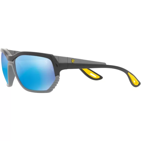 RayBan Rb4366m Scuderia Ferrari Collection Square SunglassesBlack on GreyLight Green Mirrored Blue