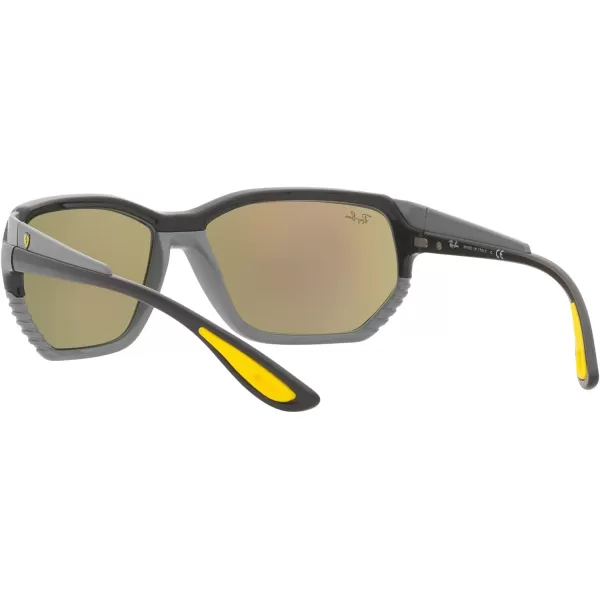 RayBan Rb4366m Scuderia Ferrari Collection Square SunglassesBlack on GreyLight Green Mirrored Blue