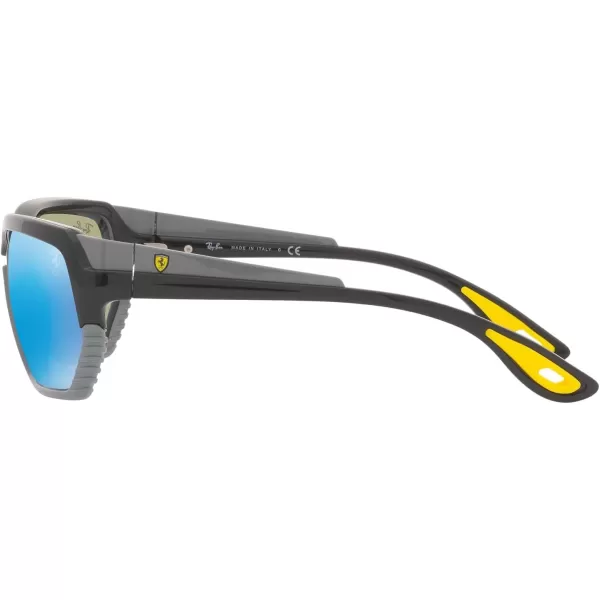 RayBan Rb4366m Scuderia Ferrari Collection Square SunglassesBlack on GreyLight Green Mirrored Blue