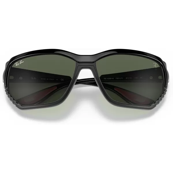 RayBan Rb4366m Scuderia Ferrari Collection Square SunglassesBlack on Matte BlackDark Green