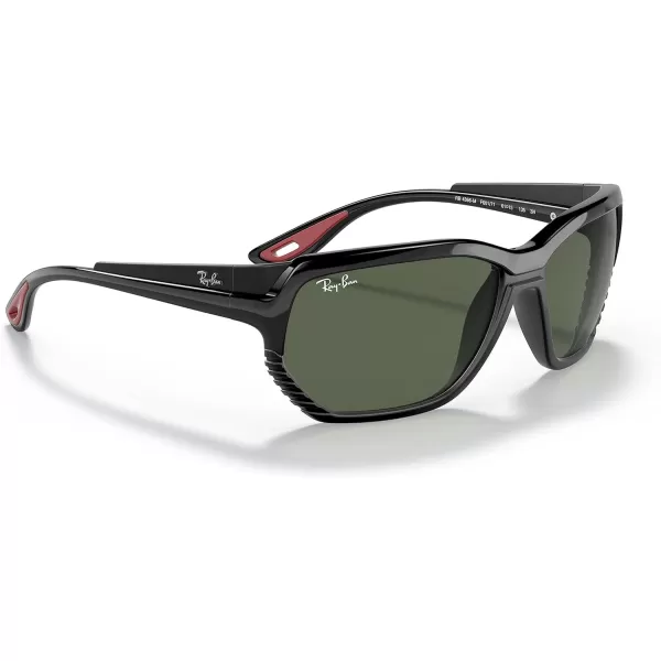 RayBan Rb4366m Scuderia Ferrari Collection Square SunglassesBlack on Matte BlackDark Green