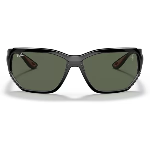 RayBan Rb4366m Scuderia Ferrari Collection Square SunglassesBlack on Matte BlackDark Green