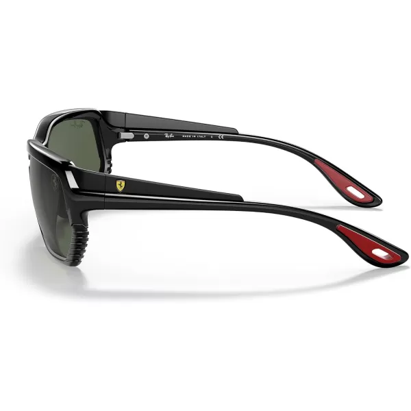 RayBan Rb4366m Scuderia Ferrari Collection Square SunglassesBlack on Matte BlackDark Green