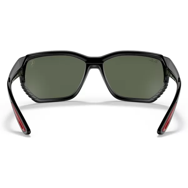 RayBan Rb4366m Scuderia Ferrari Collection Square SunglassesBlack on Matte BlackDark Green