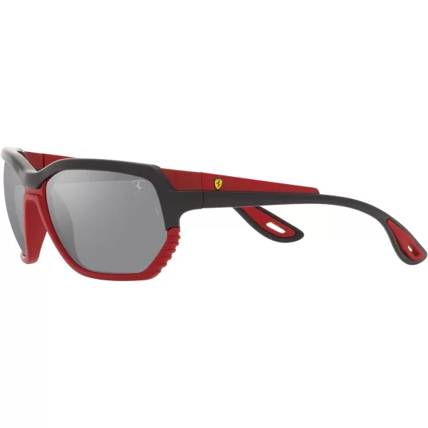 RayBan Rb4366m Scuderia Ferrari Collection Square SunglassesBlack on Matte RedGrey Mirrored Silver Gradient