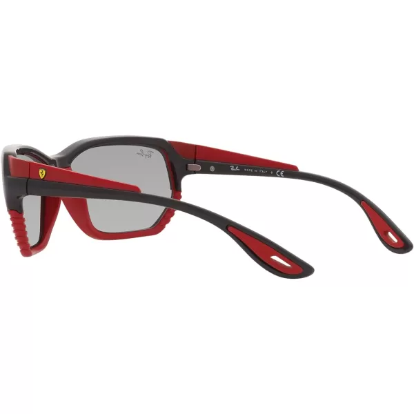 RayBan Rb4366m Scuderia Ferrari Collection Square SunglassesBlack on Matte RedGrey Mirrored Silver Gradient