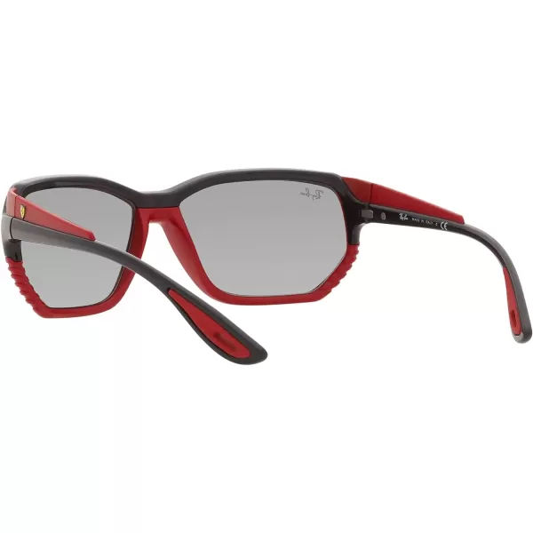 RayBan Rb4366m Scuderia Ferrari Collection Square SunglassesBlack on Matte RedGrey Mirrored Silver Gradient