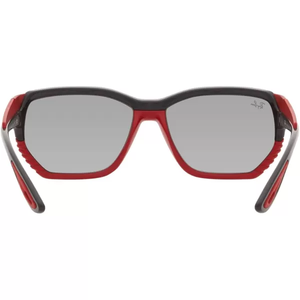 RayBan Rb4366m Scuderia Ferrari Collection Square SunglassesBlack on Matte RedGrey Mirrored Silver Gradient