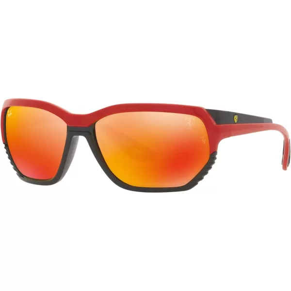 RayBan Rb4366m Scuderia Ferrari Collection Square SunglassesRed on BlackBrown Mirrored Orange