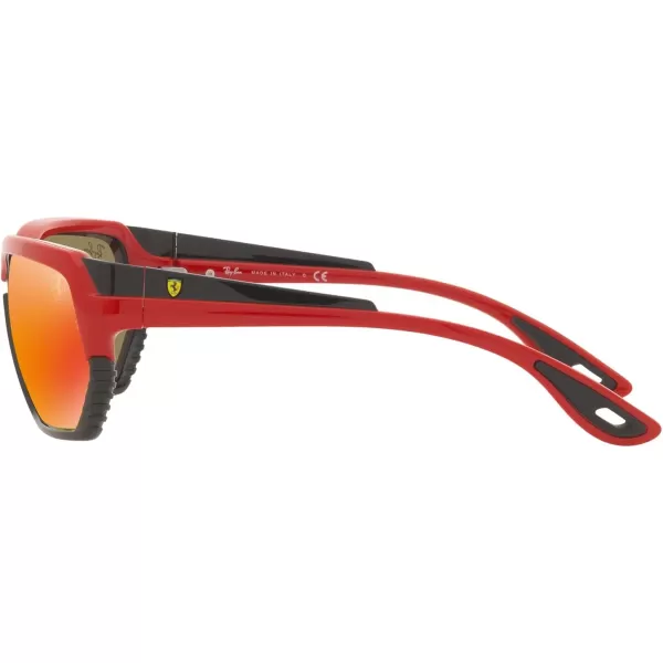 RayBan Rb4366m Scuderia Ferrari Collection Square SunglassesRed on BlackBrown Mirrored Orange