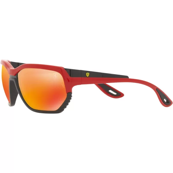 RayBan Rb4366m Scuderia Ferrari Collection Square SunglassesRed on BlackBrown Mirrored Orange