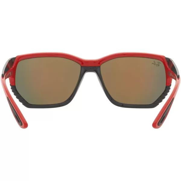 RayBan Rb4366m Scuderia Ferrari Collection Square SunglassesRed on BlackBrown Mirrored Orange