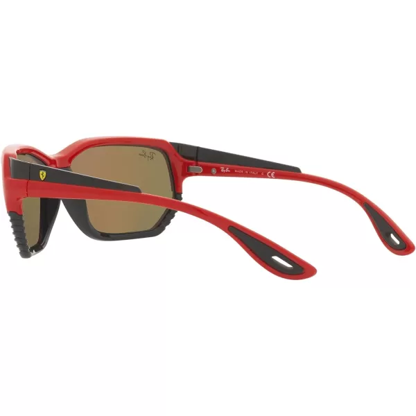 RayBan Rb4366m Scuderia Ferrari Collection Square SunglassesRed on BlackBrown Mirrored Orange