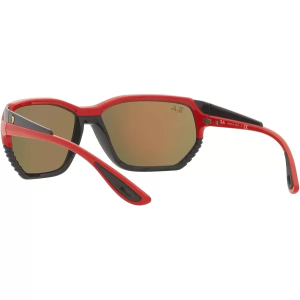 RayBan Rb4366m Scuderia Ferrari Collection Square SunglassesRed on BlackBrown Mirrored Orange