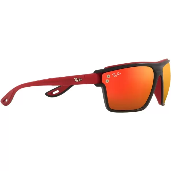 RayBan Rb4370m Scuderia Ferrari Collection Square SunglassesMatte Black on Rubber ReBrown Mirrored Orange