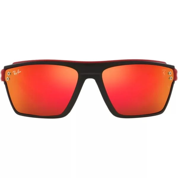 RayBan Rb4370m Scuderia Ferrari Collection Square SunglassesMatte Black on Rubber ReBrown Mirrored Orange