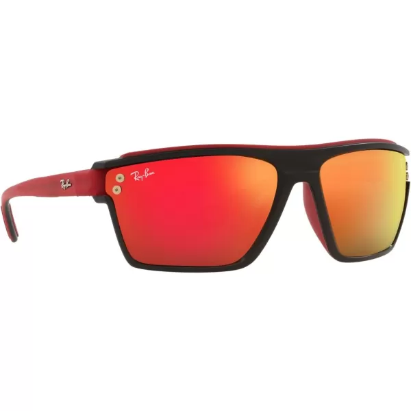 RayBan Rb4370m Scuderia Ferrari Collection Square SunglassesMatte Black on Rubber ReBrown Mirrored Orange