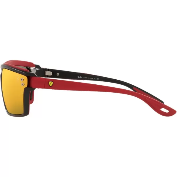 RayBan Rb4370m Scuderia Ferrari Collection Square SunglassesMatte Black on Rubber ReBrown Mirrored Orange