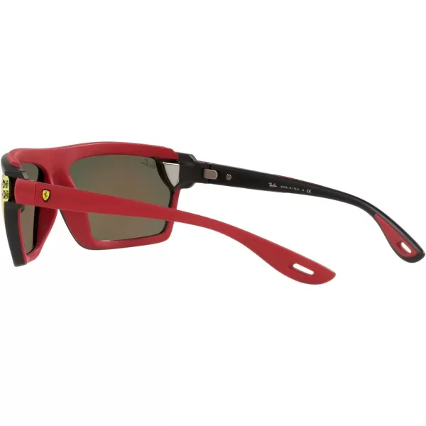 RayBan Rb4370m Scuderia Ferrari Collection Square SunglassesMatte Black on Rubber ReBrown Mirrored Orange