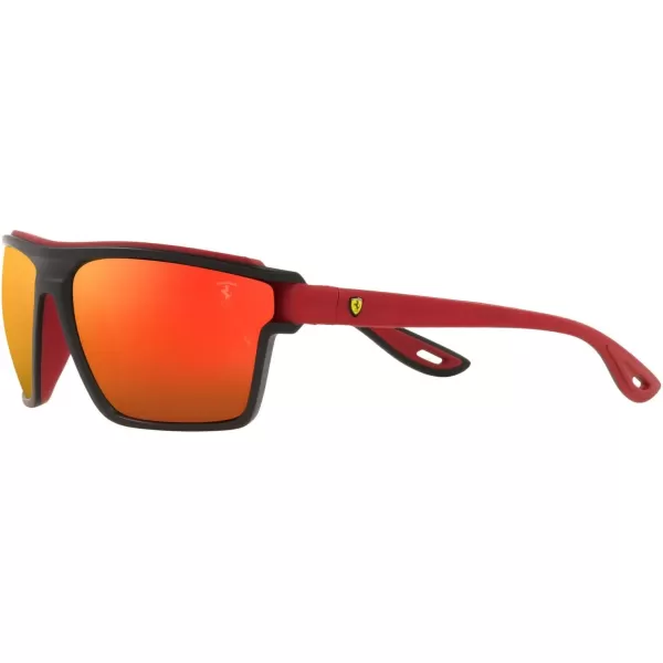 RayBan Rb4370m Scuderia Ferrari Collection Square SunglassesMatte Black on Rubber ReBrown Mirrored Orange