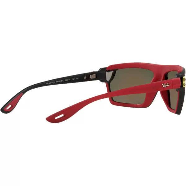 RayBan Rb4370m Scuderia Ferrari Collection Square SunglassesMatte Black on Rubber ReBrown Mirrored Orange