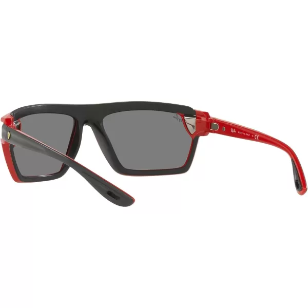 RayBan Rb4370m Scuderia Ferrari Collection Square SunglassesRed on Rubber BlackGrey Mirrored Silver