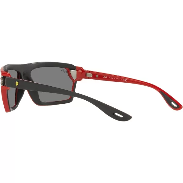 RayBan Rb4370m Scuderia Ferrari Collection Square SunglassesRed on Rubber BlackGrey Mirrored Silver