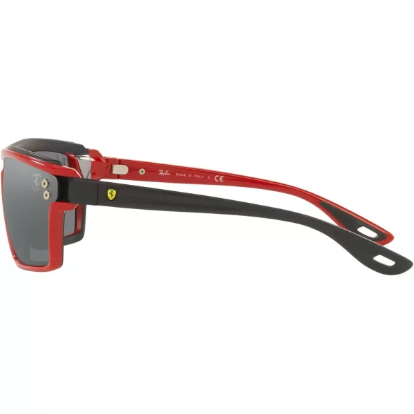 RayBan Rb4370m Scuderia Ferrari Collection Square SunglassesRed on Rubber BlackGrey Mirrored Silver