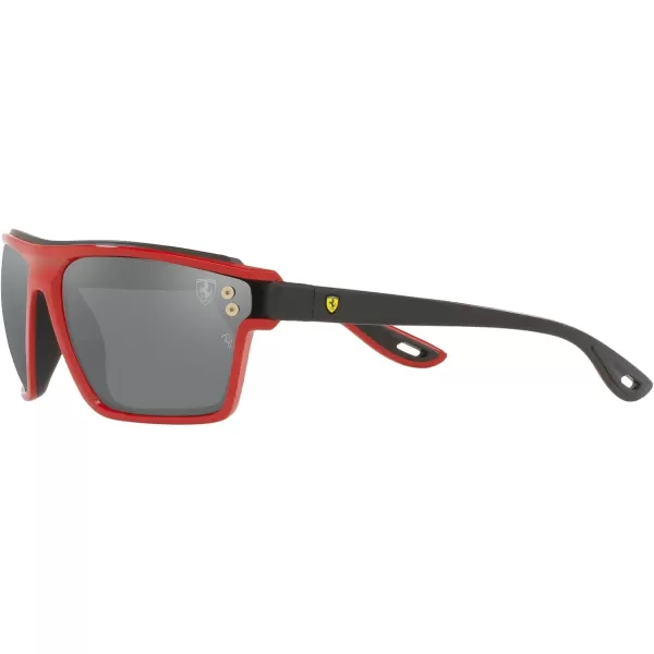RayBan Rb4370m Scuderia Ferrari Collection Square SunglassesRed on Rubber BlackGrey Mirrored Silver