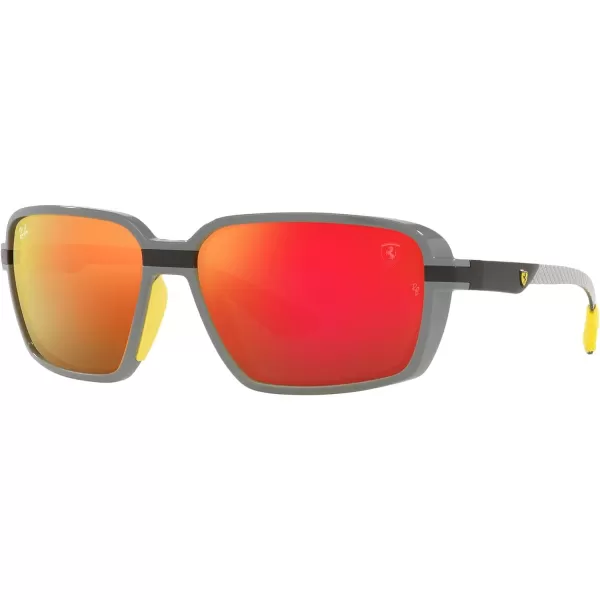 RayBan Rb8360m Scuderia Ferrari Collection Square SunglassesGreyBrown Mirrored Orange