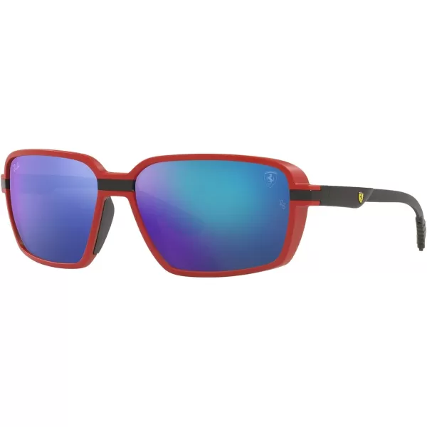 RayBan Rb8360m Scuderia Ferrari Collection Square SunglassesMatte RedLight Green Mirrored Blue