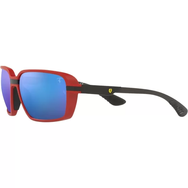 RayBan Rb8360m Scuderia Ferrari Collection Square SunglassesMatte RedLight Green Mirrored Blue