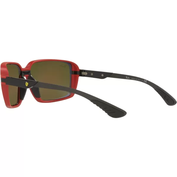 RayBan Rb8360m Scuderia Ferrari Collection Square SunglassesMatte RedLight Green Mirrored Blue