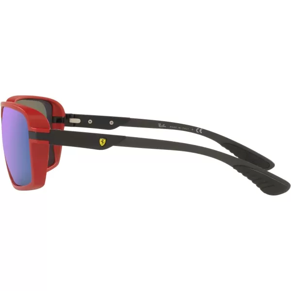 RayBan Rb8360m Scuderia Ferrari Collection Square SunglassesMatte RedLight Green Mirrored Blue