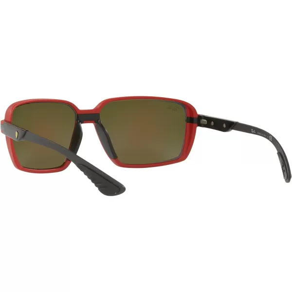 RayBan Rb8360m Scuderia Ferrari Collection Square SunglassesMatte RedLight Green Mirrored Blue