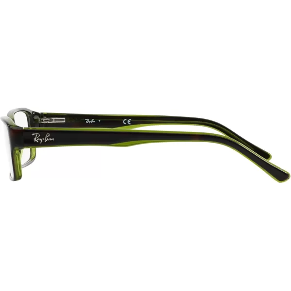 RayBan Rx5169 Rectangular Prescription Eyeglass FramesHavana on Green TransparentDemo Lens