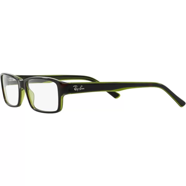 RayBan Rx5169 Rectangular Prescription Eyeglass FramesHavana on Green TransparentDemo Lens