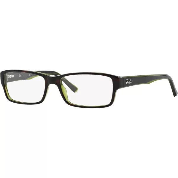 RayBan Rx5169 Rectangular Prescription Eyeglass FramesHavana on Green TransparentDemo Lens