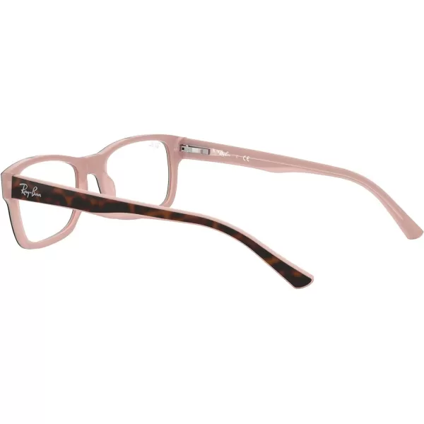 RayBan Rx5268 Rectangular Prescription Eyeglass FramesHavana on Opal PinkDemo Lens