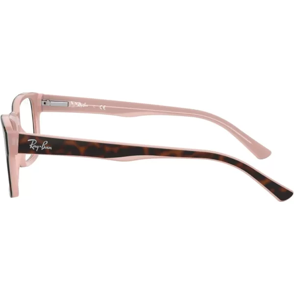 RayBan Rx5268 Rectangular Prescription Eyeglass FramesHavana on Opal PinkDemo Lens