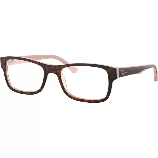 RayBan Rx5268 Rectangular Prescription Eyeglass FramesHavana on Opal PinkDemo Lens