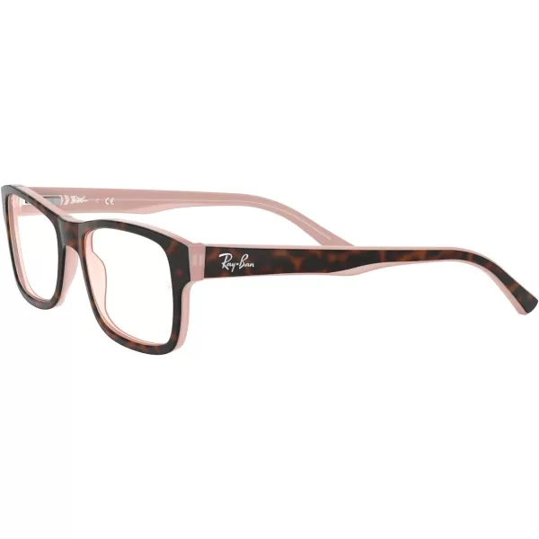 RayBan Rx5268 Rectangular Prescription Eyeglass FramesHavana on Opal PinkDemo Lens