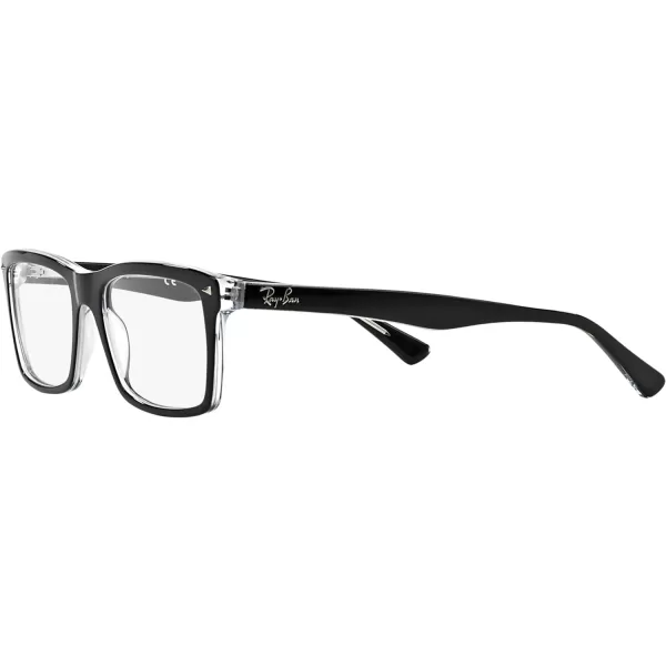 RayBan Rx5287 Square Prescription Eyeglass FramesBlack on TransparentDemo Lens