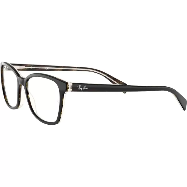 RayBan Rx5362 Square Prescription Eyeglass FramesBlackDark BrownYellowDemo Lens