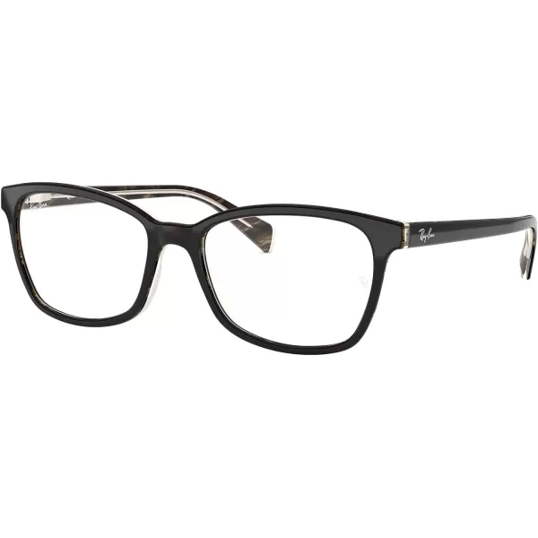 RayBan Rx5362 Square Prescription Eyeglass FramesBlackDark BrownYellowDemo Lens