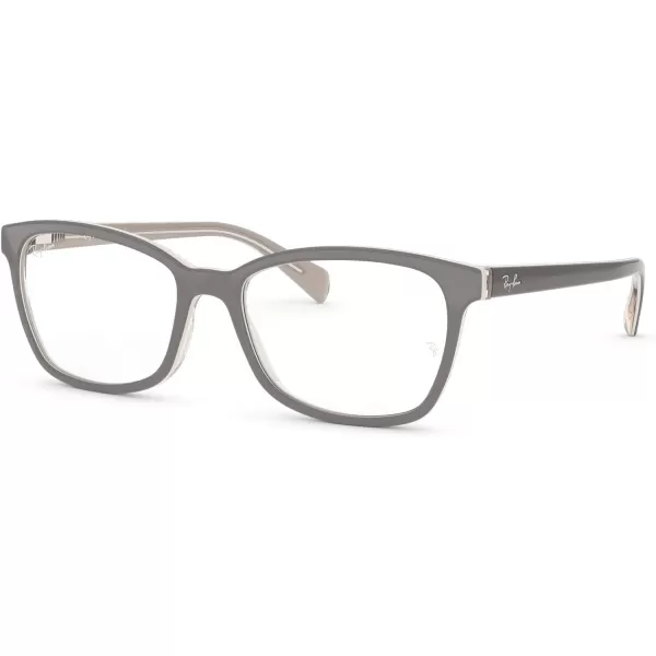 RayBan Rx5362 Square Prescription Eyeglass FramesGreyIceTransparent BeigeDemo Lens
