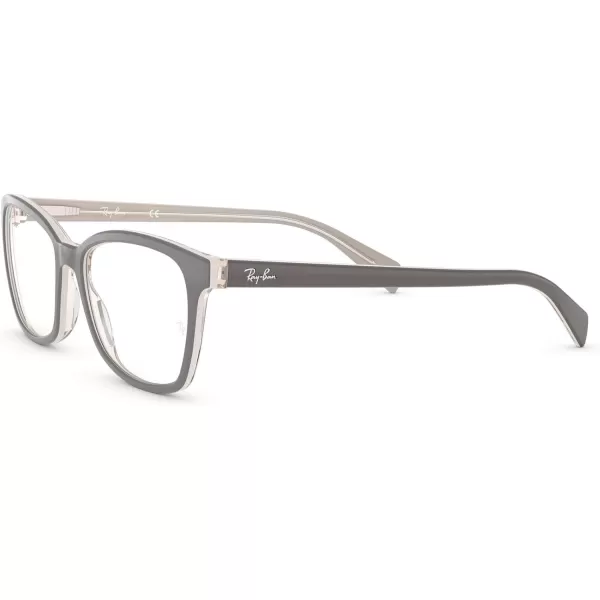 RayBan Rx5362 Square Prescription Eyeglass FramesGreyIceTransparent BeigeDemo Lens