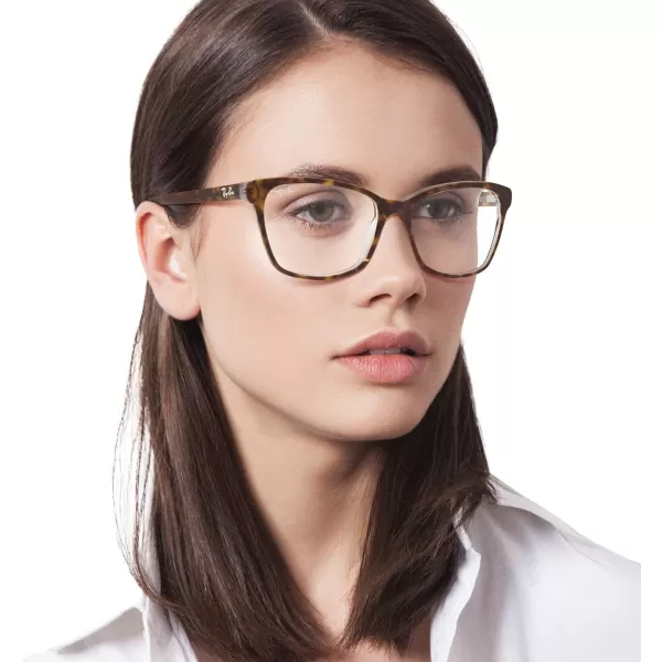 RayBan Rx5362 Square Prescription Eyeglass FramesHavana on TransparentDemo Lens