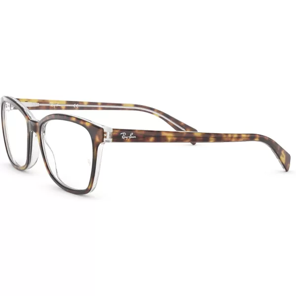 RayBan Rx5362 Square Prescription Eyeglass FramesHavana on TransparentDemo Lens